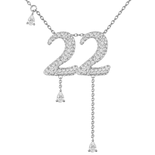 22 Pavé Diamond Numerology Necklace White Gold 15mm by Logan Hollowell Jewelry