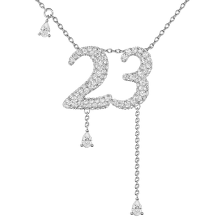23 Pavé Diamond Numerology Necklace White Gold 15mm by Logan Hollowell Jewelry
