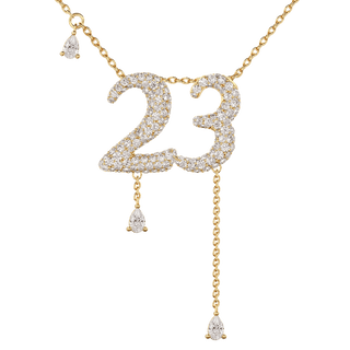 23 Pavé Diamond Numerology Necklace Yellow Gold 15mm by Logan Hollowell Jewelry