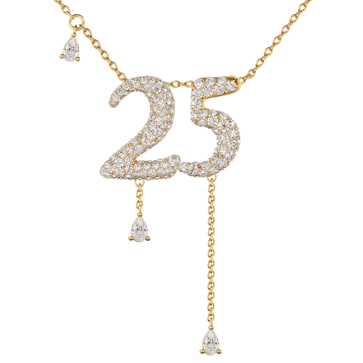 25 Pavé Diamond Numerology Necklace Yellow Gold 15mm by Logan Hollowell Jewelry