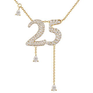 25 Pavé Diamond Numerology Necklace Yellow Gold 15mm by Logan Hollowell Jewelry