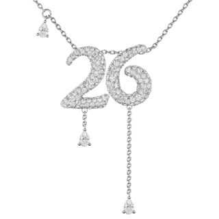 26 Pavé Diamond Numerology Necklace White Gold 15mm by Logan Hollowell Jewelry