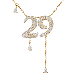 29 Pavé Diamond Numerology Necklace Yellow Gold 15mm by Logan Hollowell Jewelry
