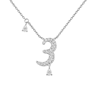 3 Pavé Diamond Numerology Necklace White Gold 15mm by Logan Hollowell Jewelry