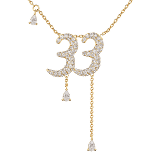 33 Pavé Diamond Numerology Necklace Yellow Gold 15mm by Logan Hollowell Jewelry