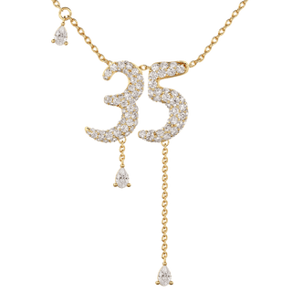 35 Pavé Diamond Numerology Necklace Yellow Gold 15mm by Logan Hollowell Jewelry