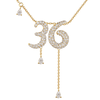 36 Pavé Diamond Numerology Necklace Yellow Gold 15mm by Logan Hollowell Jewelry