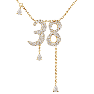 38 Pavé Diamond Numerology Necklace Yellow Gold 15mm by Logan Hollowell Jewelry