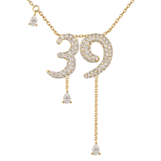39 Pavé Diamond Numerology Necklace Yellow Gold 15mm by Logan Hollowell Jewelry