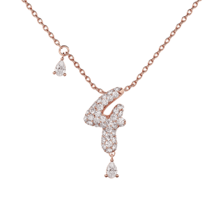 4 Pavé Diamond Numerology Necklace Rose Gold 15mm by Logan Hollowell Jewelry