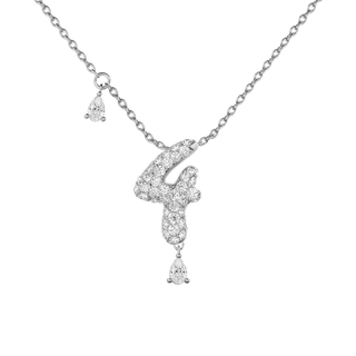 4 Pavé Diamond Numerology Necklace White Gold 15mm by Logan Hollowell Jewelry