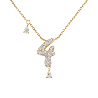 4 Pavé Diamond Numerology Necklace Yellow Gold 15mm by Logan Hollowell Jewelry