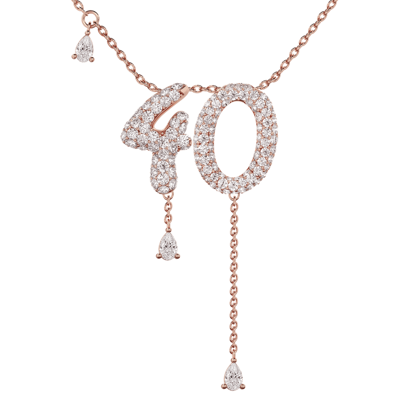 40 Pavé Diamond Numerology Necklace Rose Gold 15mm by Logan Hollowell Jewelry