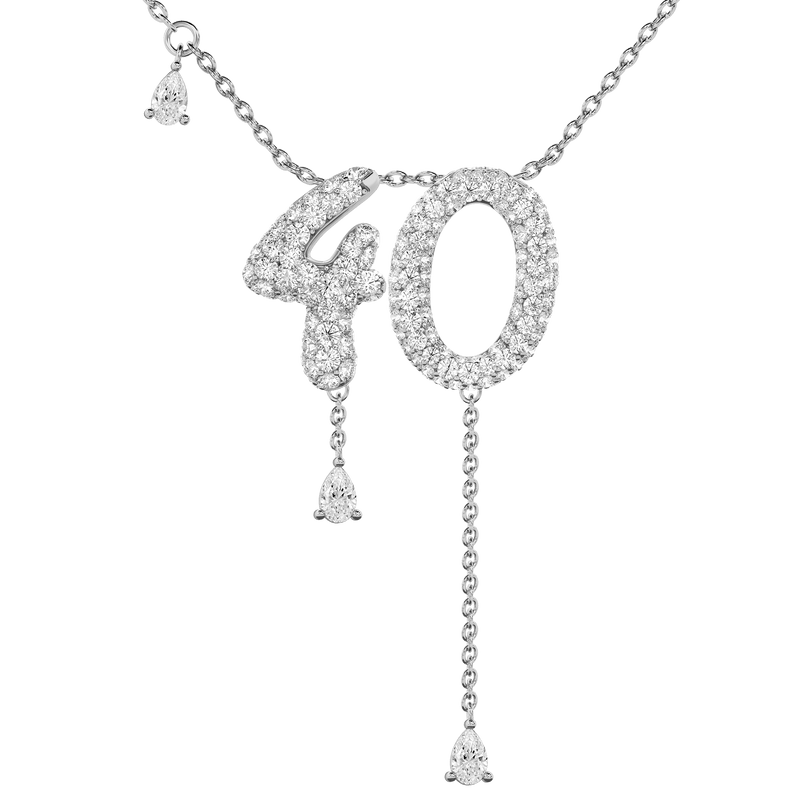 40 Pavé Diamond Numerology Necklace White Gold 15mm by Logan Hollowell Jewelry
