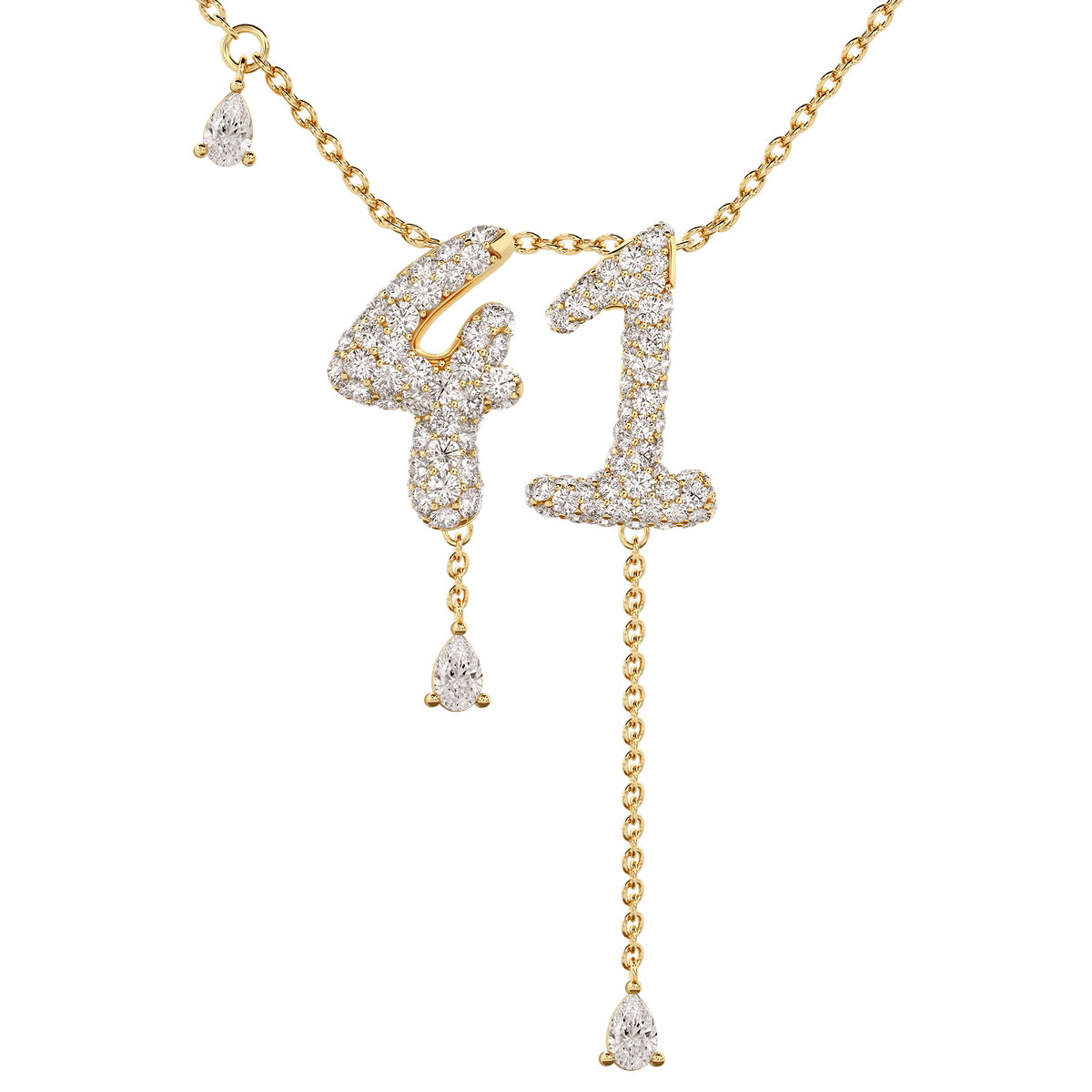 41 Pavé Diamond Numerology Necklace Yellow Gold 15mm by Logan Hollowell Jewelry