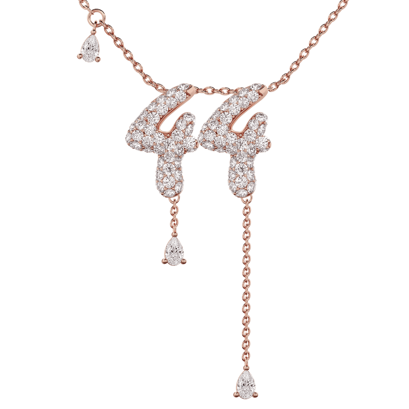 44 Pavé Diamond Numerology Necklace Rose Gold 15mm by Logan Hollowell Jewelry