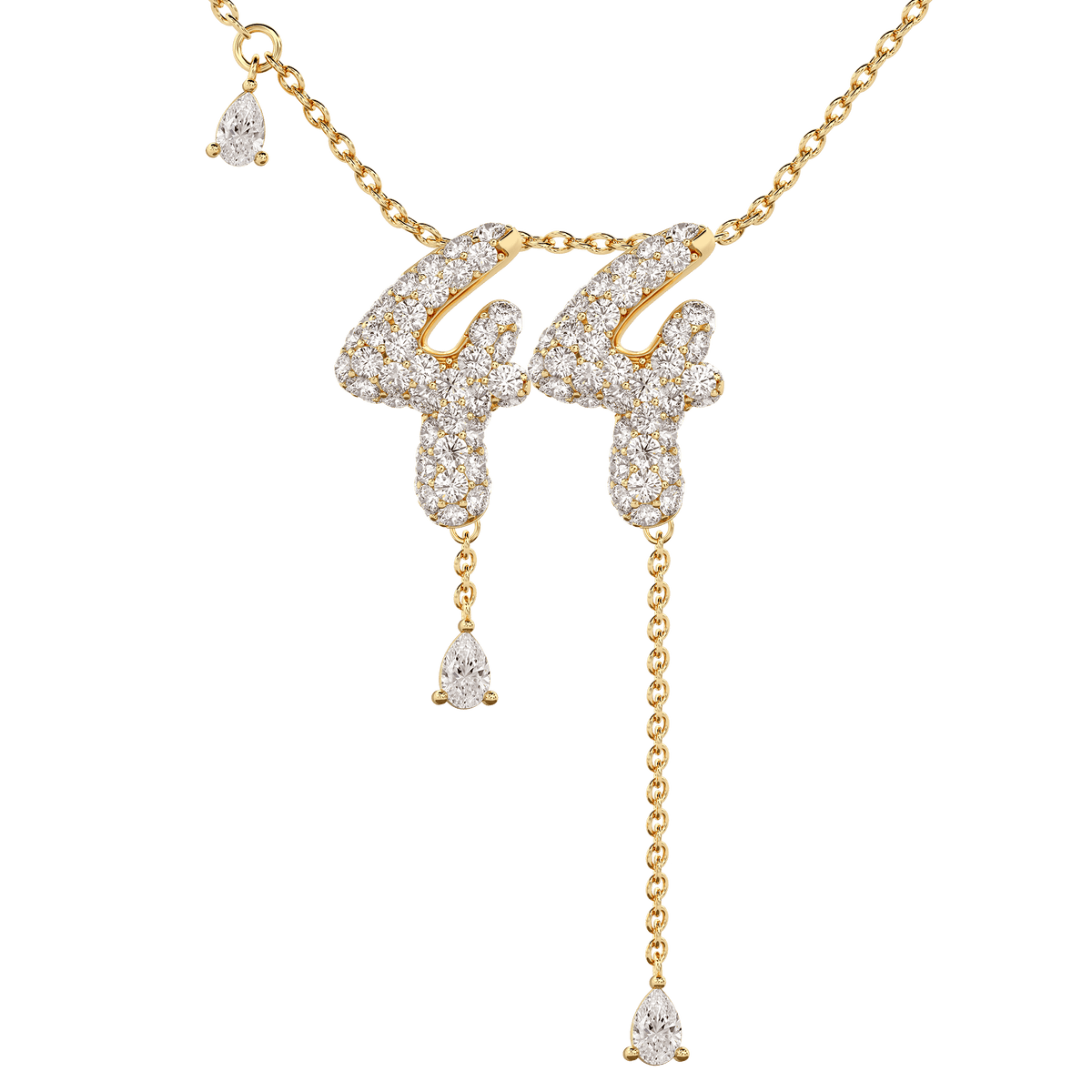 44 Pavé Diamond Numerology Necklace Yellow Gold 15mm by Logan Hollowell Jewelry