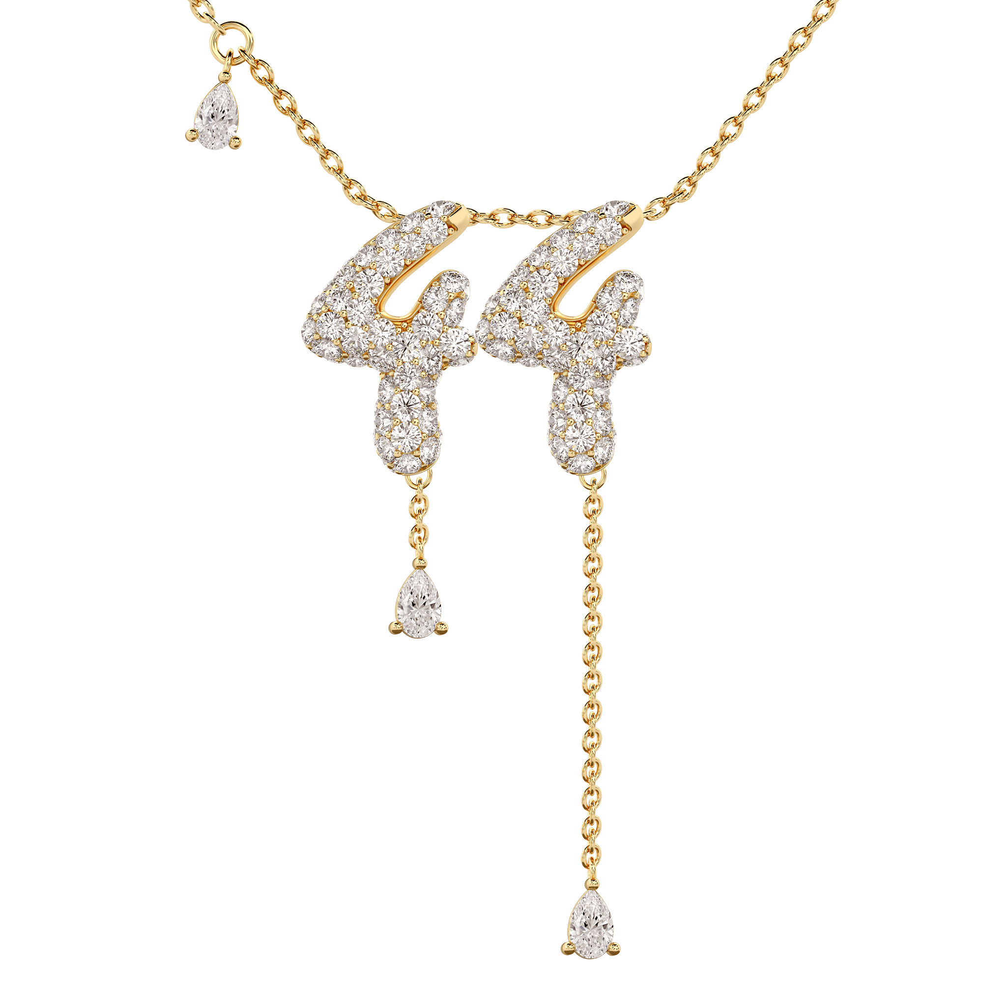 44 Pavé Diamond Numerology Necklace Yellow Gold 15mm by Logan Hollowell Jewelry