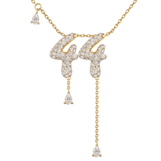 44 Pavé Diamond Numerology Necklace Yellow Gold 15mm by Logan Hollowell Jewelry