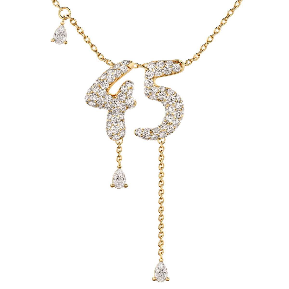 45 Pavé Diamond Numerology Necklace Yellow Gold 15mm by Logan Hollowell Jewelry