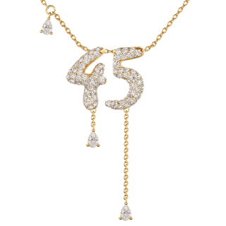 45 Pavé Diamond Numerology Necklace Yellow Gold 15mm by Logan Hollowell Jewelry