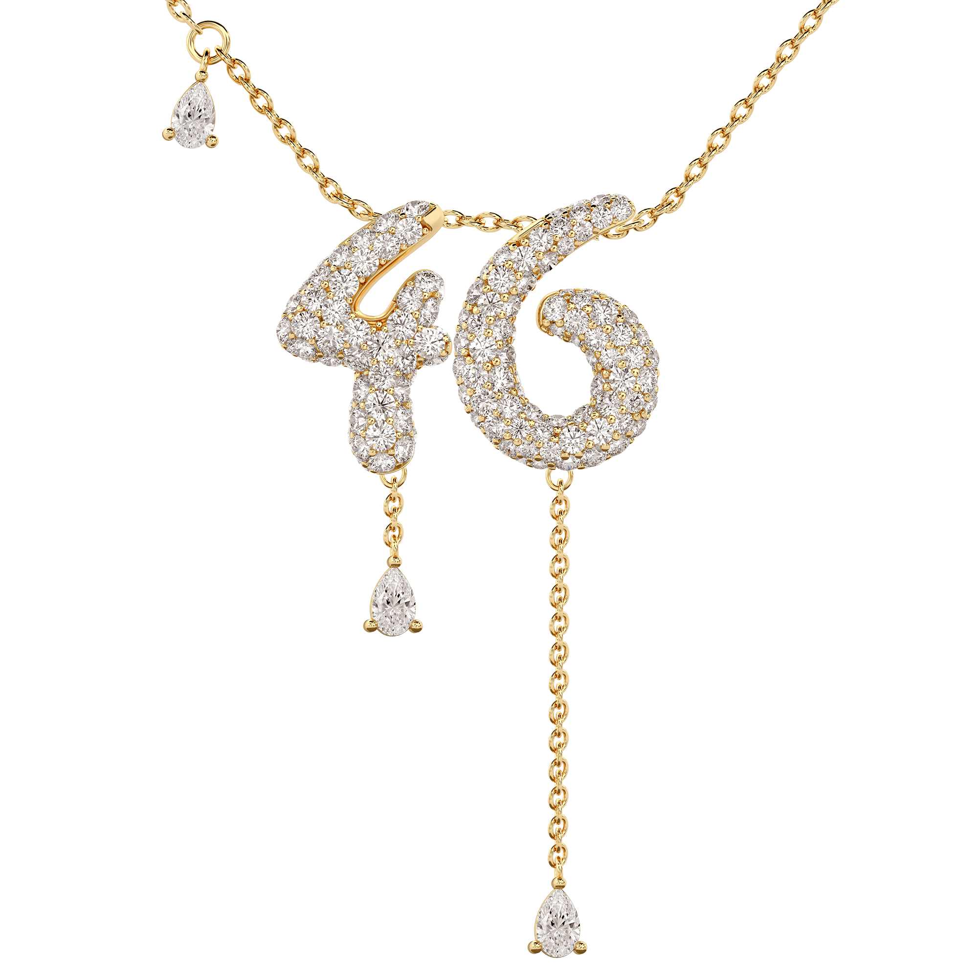 46 Pavé Diamond Numerology Necklace Yellow Gold 15mm by Logan Hollowell Jewelry