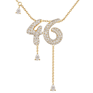46 Pavé Diamond Numerology Necklace Yellow Gold 15mm by Logan Hollowell Jewelry