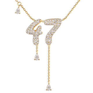 47 Pavé Diamond Numerology Necklace Yellow Gold 15mm by Logan Hollowell Jewelry