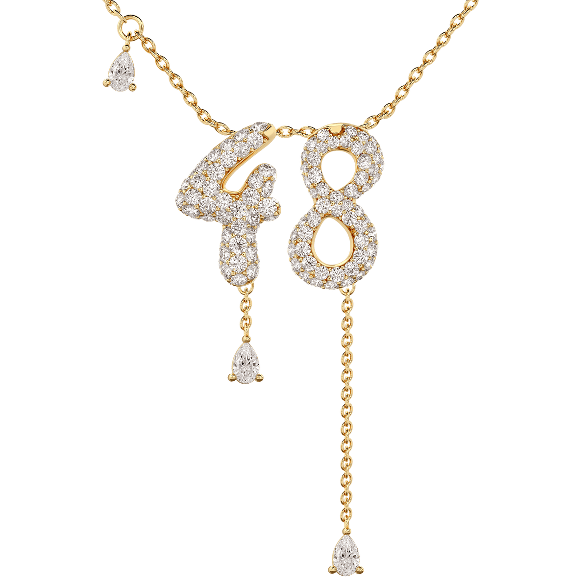 48 Pavé Diamond Numerology Necklace Yellow Gold 15mm by Logan Hollowell Jewelry