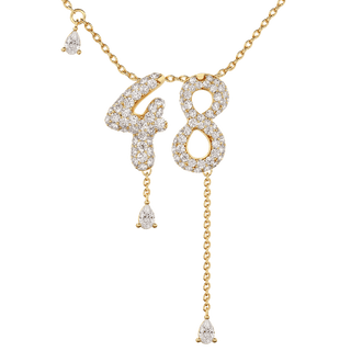 48 Pavé Diamond Numerology Necklace Yellow Gold 15mm by Logan Hollowell Jewelry