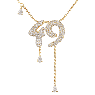 49 Pavé Diamond Numerology Necklace Yellow Gold 15mm by Logan Hollowell Jewelry