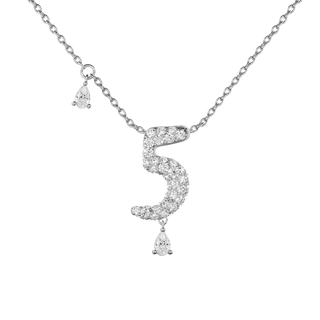 5 Pavé Diamond Numerology Necklace White Gold 15mm by Logan Hollowell Jewelry