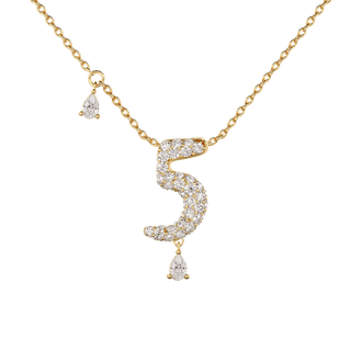 5 Pavé Diamond Numerology Necklace Yellow Gold 15mm by Logan Hollowell Jewelry