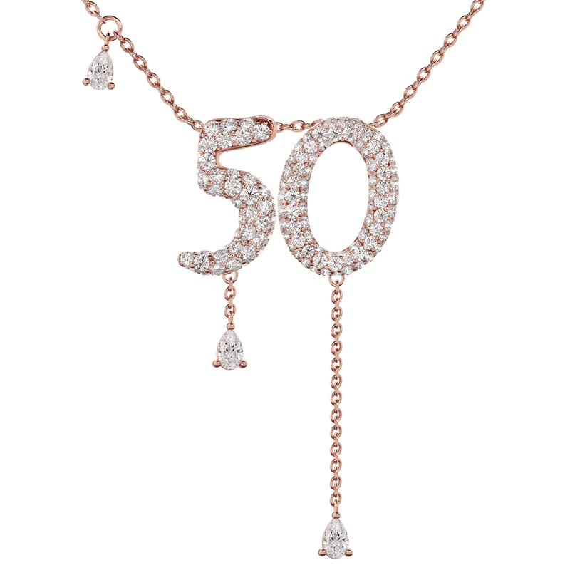 50 Pavé Diamond Numerology Necklace Rose Gold 15mm by Logan Hollowell Jewelry