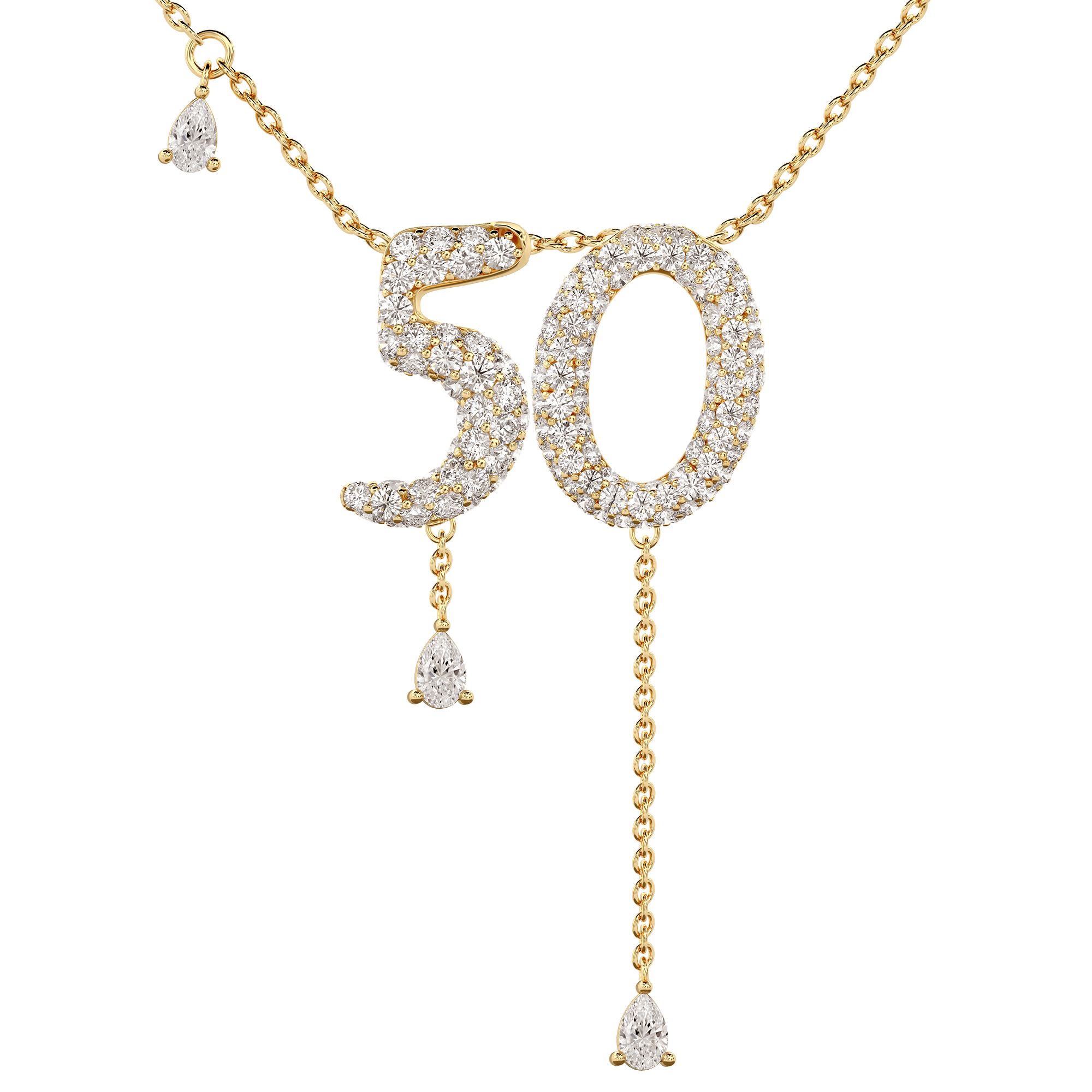 50 Pavé Diamond Numerology Necklace Yellow Gold 15mm by Logan Hollowell Jewelry