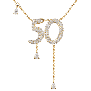 50 Pavé Diamond Numerology Necklace Yellow Gold 15mm by Logan Hollowell Jewelry