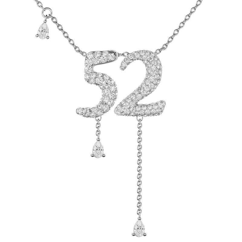 52 Pavé Diamond Numerology Necklace White Gold 15mm by Logan Hollowell Jewelry