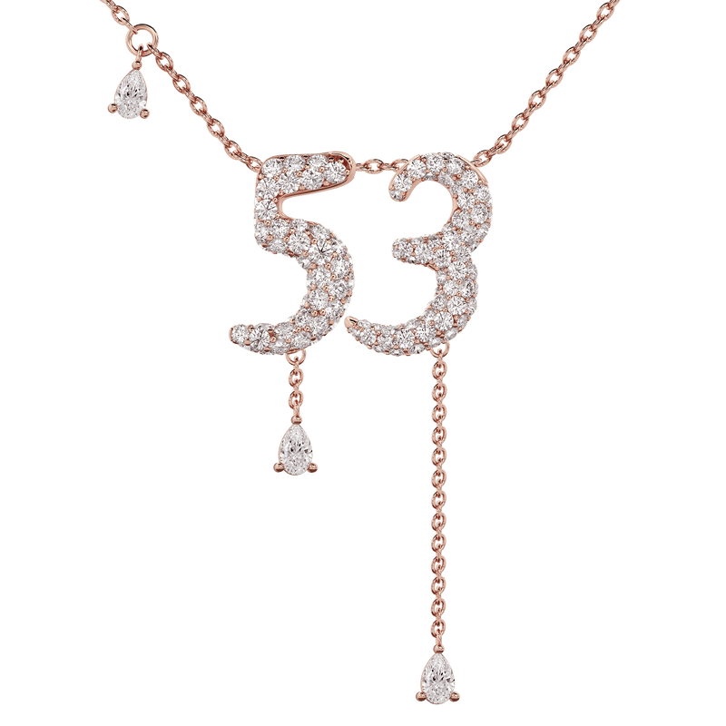 53 Pavé Diamond Numerology Necklace Rose Gold 15mm by Logan Hollowell Jewelry