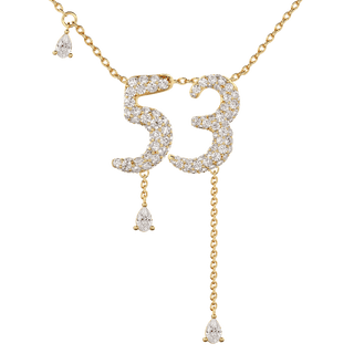 53 Pavé Diamond Numerology Necklace Yellow Gold 15mm by Logan Hollowell Jewelry
