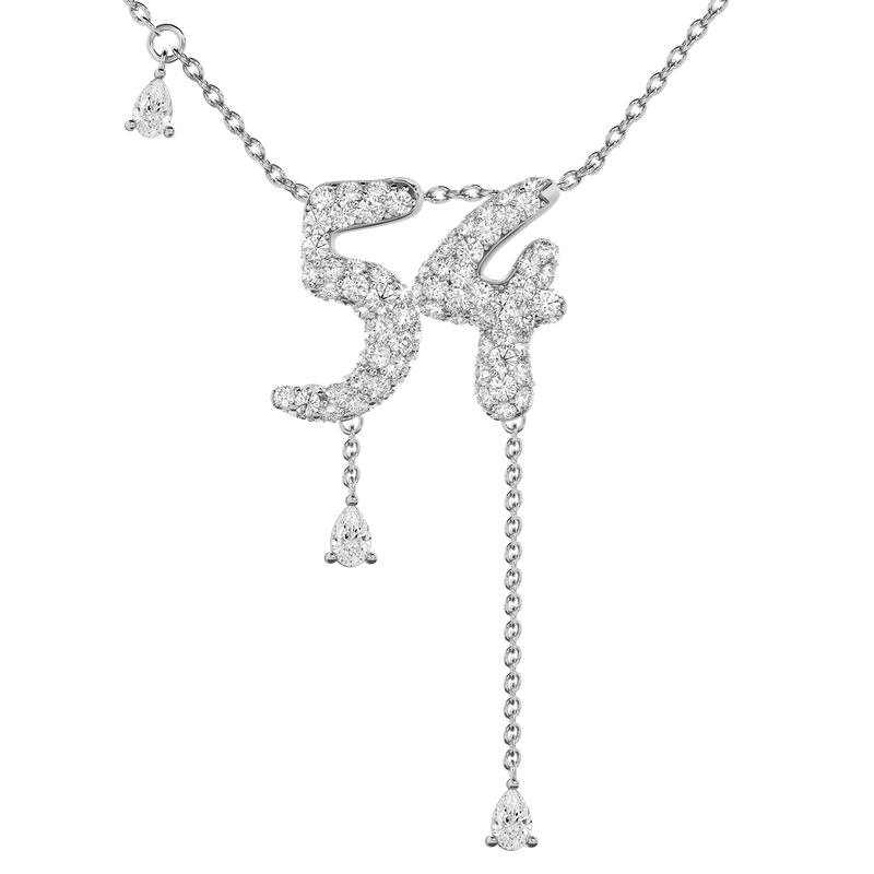54 Pavé Diamond Numerology Necklace White Gold 15mm by Logan Hollowell Jewelry