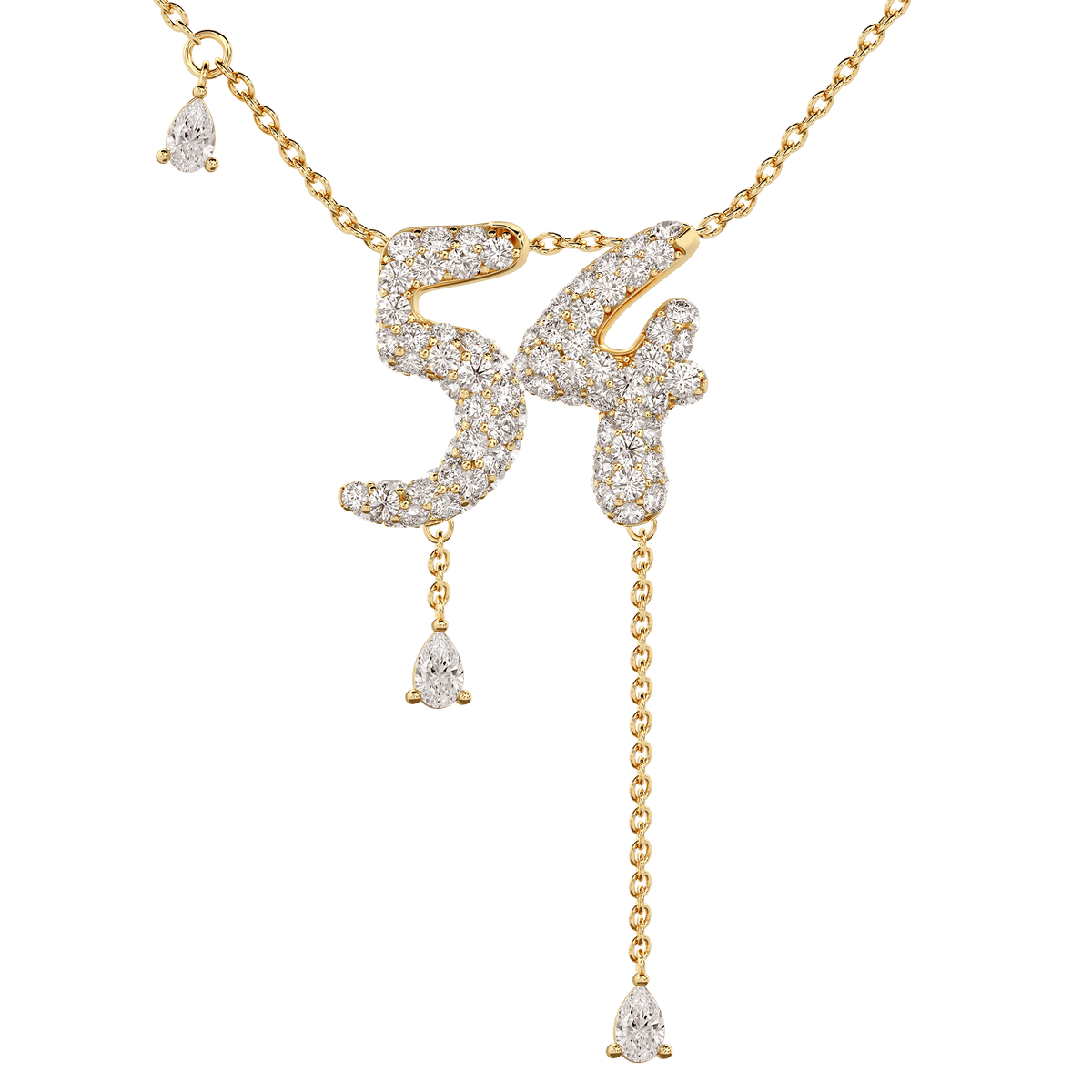 54 Pavé Diamond Numerology Necklace Yellow Gold 15mm by Logan Hollowell Jewelry