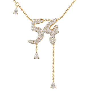 54 Pavé Diamond Numerology Necklace Yellow Gold 15mm by Logan Hollowell Jewelry