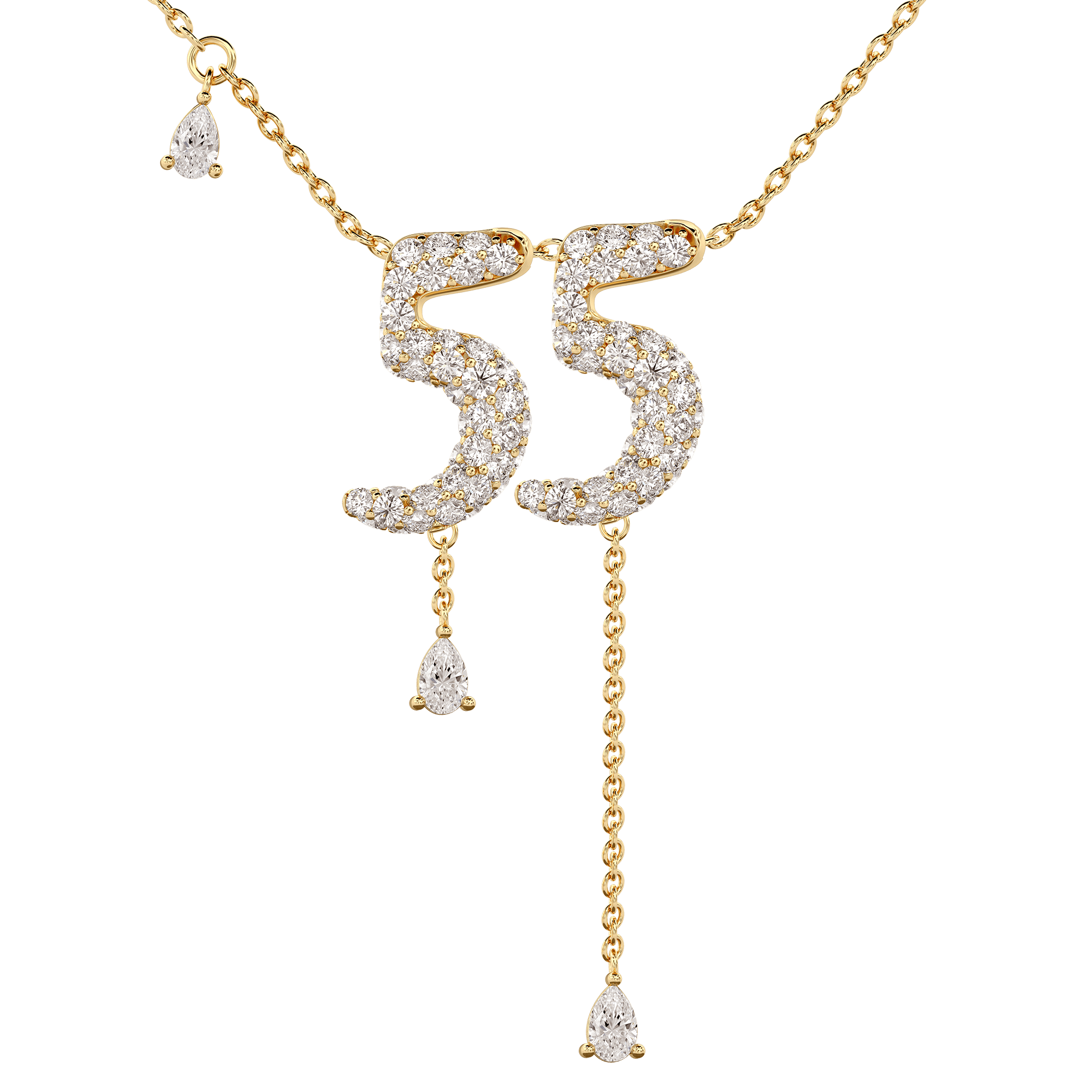 55 Pavé Diamond Numerology Necklace Yellow Gold 15mm by Logan Hollowell Jewelry
