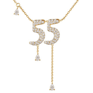 55 Pavé Diamond Numerology Necklace Yellow Gold 15mm by Logan Hollowell Jewelry