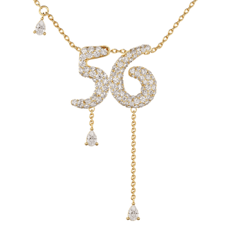 56 Pavé Diamond Numerology Necklace Yellow Gold 15mm by Logan Hollowell Jewelry