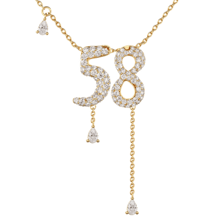 58 Pavé Diamond Numerology Necklace Yellow Gold 15mm by Logan Hollowell Jewelry
