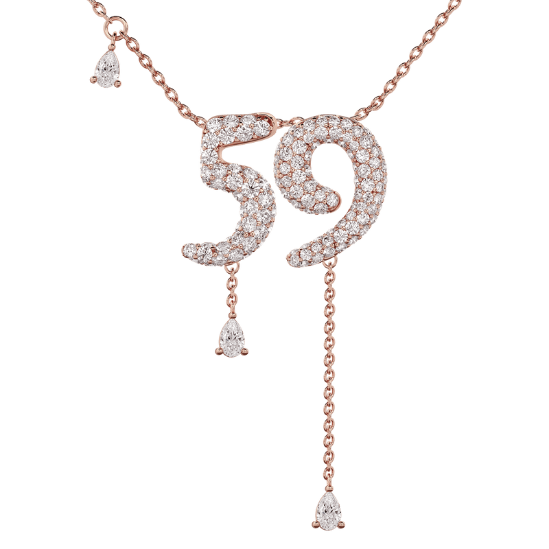 59 Pavé Diamond Numerology Necklace Rose Gold 15mm by Logan Hollowell Jewelry