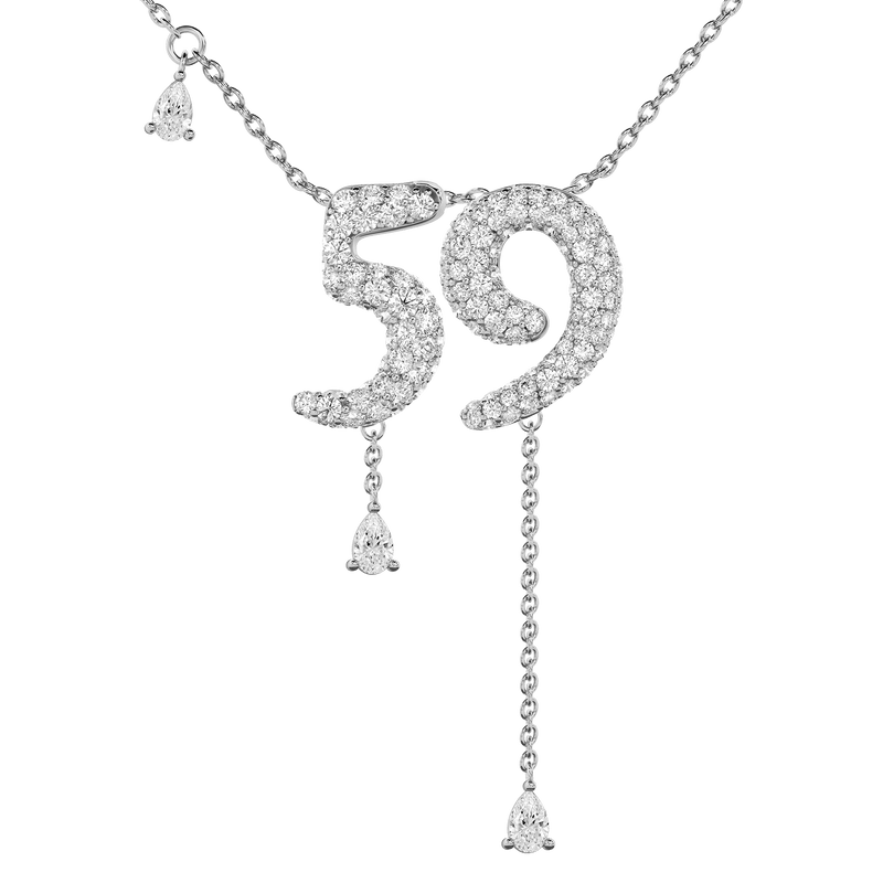 59 Pavé Diamond Numerology Necklace White Gold 15mm by Logan Hollowell Jewelry