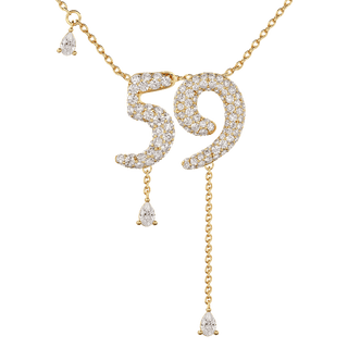 59 Pavé Diamond Numerology Necklace Yellow Gold 15mm by Logan Hollowell Jewelry