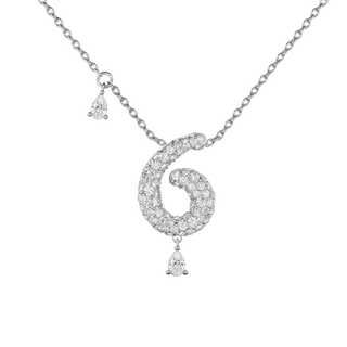 6 Pavé Diamond Numerology Necklace White Gold 15mm by Logan Hollowell Jewelry